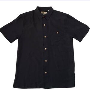 Joe Marlin Men’s Black Solid Patio King Button Down Short Sleeve Dress Shirt -XL